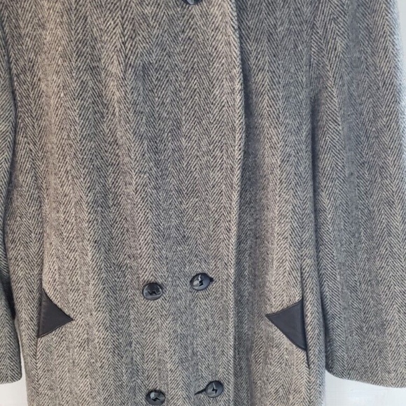Vintage coat black and white tweed Sz Small Medium 80’s 90’s double-breasted 4 6 - Picture 10 of 13